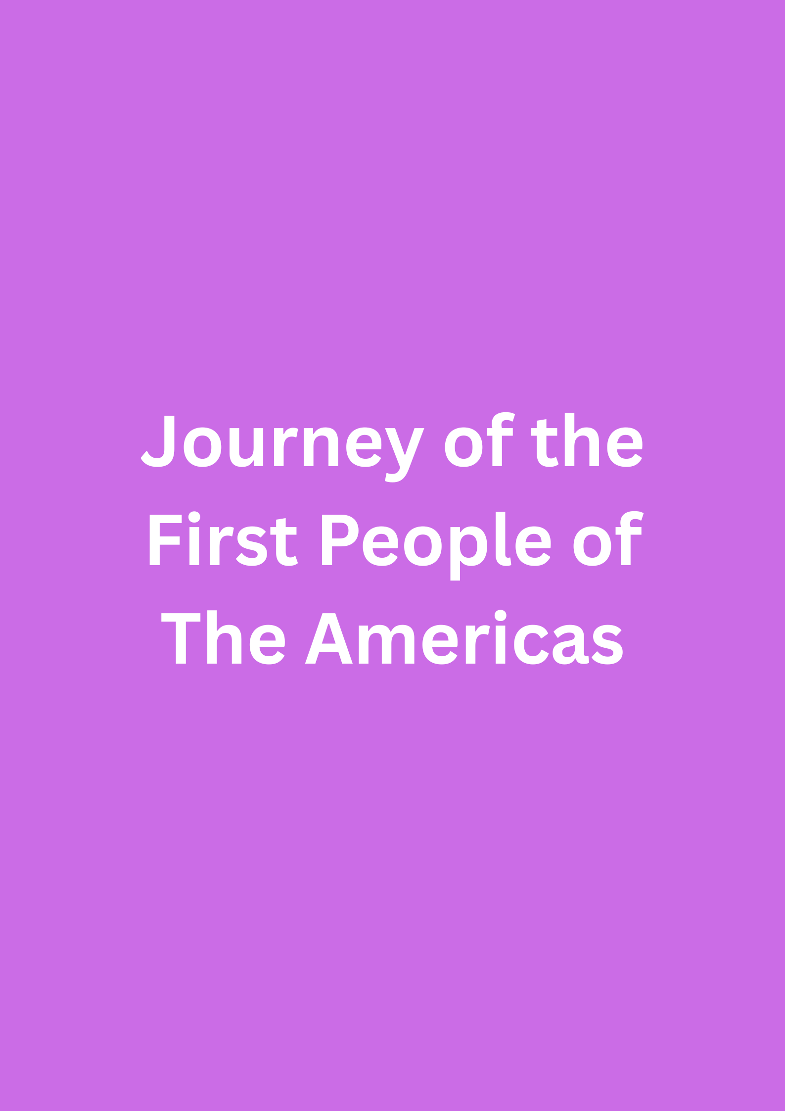 The First People of Americas